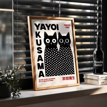 Yayoi Kusama Cats Wall Art - Set of 2