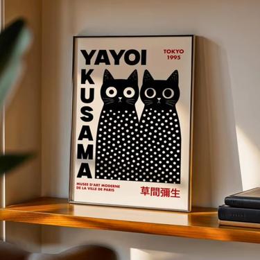 Yayoi Kusama Cats Wall Art - Set of 2
