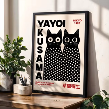 Yayoi Kusama Cats Wall Art - Set of 2