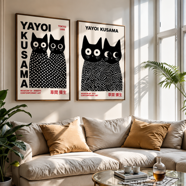 Yayoi Kusama Cats Wall Art - Set of 2