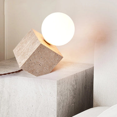 Alessandro Quadrato Travertine Table Lamp