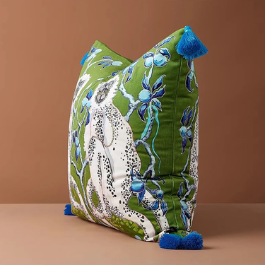 Green Monkey Pillow Cover by Elenorra