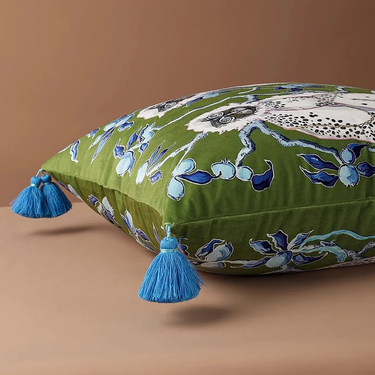 Green Monkey Pillow Cover by Elenorra