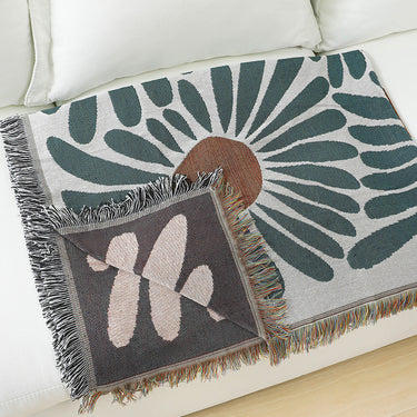 Floral Daisy Boho Woven Throw Blanket