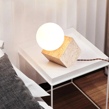 Alessandro Quadrato Travertine Table Lamp