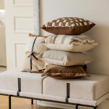 Hand-Woven Leather Cushion Cover Collection By Elenorra