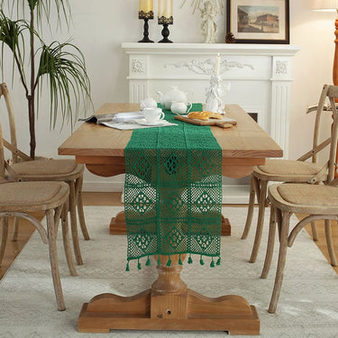 Tassel Décor Crochet Table Runner
