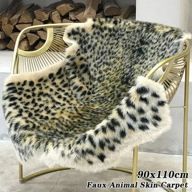 Leopard Print Faux Fur Rug