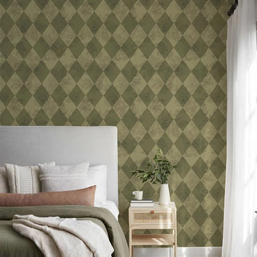 Oriana Green Plaid Wallpaper