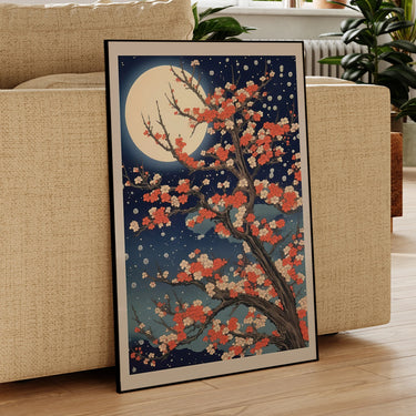 Moonlight Sakura Tree Wall Art