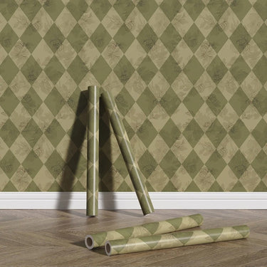 Oriana Green Plaid Wallpaper