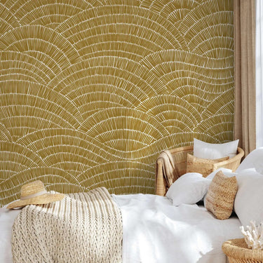 Kacie Mustard Geometric Wallpaper