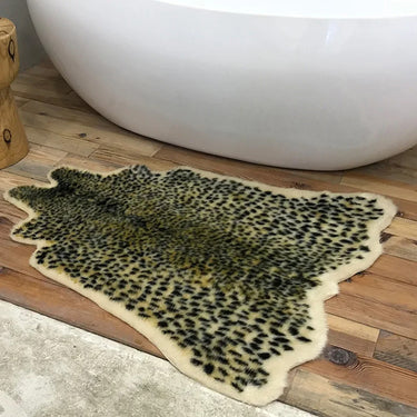 Leopard Print Faux Fur Rug