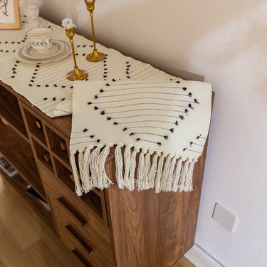 Natural Cotton Table Runner with Tassels