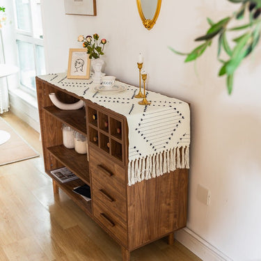 Natural Cotton Table Runner with Tassels