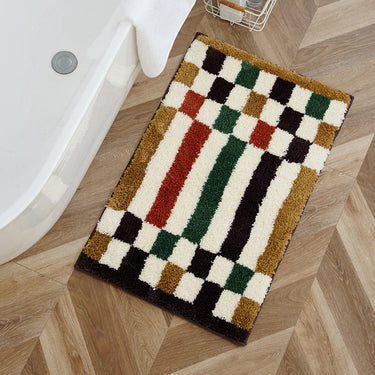 Vibrant Checkered & Striped Bath Mat
