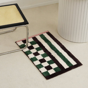 Vibrant Checkered & Striped Bath Mat