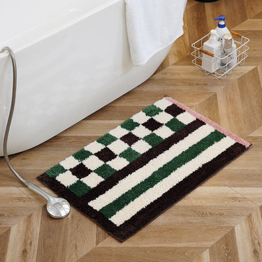 Vibrant Checkered & Striped Bath Mat